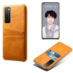 For Huawei nova 7 5G Calf Texture PC + PU Leather Back Cover Shockproof Case with Dual Card Slots(Orange)