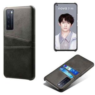 For Huawei nova 7 5G Calf Texture PC + PU Leather Back Cover Shockproof Case with Dual Card Slots(Black)