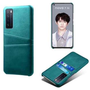 For Huawei nova 7 5G Calf Texture PC + PU Leather Back Cover Shockproof Case with Dual Card Slots(Green)