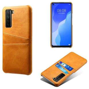 For Huawei nova 7 SE Calf Texture PC + PU Leather Back Cover Shockproof Case with Dual Card Slots(Orange)