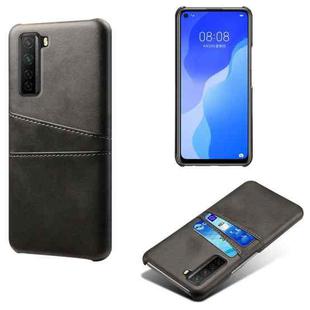 For Huawei nova 7 SE Calf Texture PC + PU Leather Back Cover Shockproof Case with Dual Card Slots(Black)