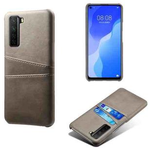 For Huawei nova 7 SE Calf Texture PC + PU Leather Back Cover Shockproof Case with Dual Card Slots(Grey)