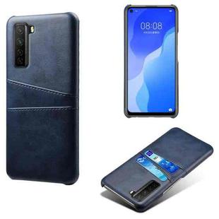 For Huawei nova 7 SE Calf Texture PC + PU Leather Back Cover Shockproof Case with Dual Card Slots(Blue)