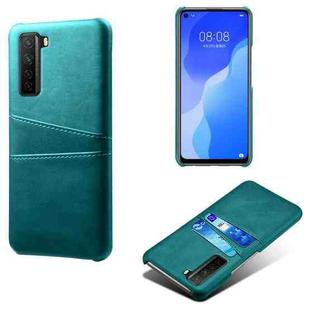For Huawei nova 7 SE Calf Texture PC + PU Leather Back Cover Shockproof Case with Dual Card Slots(Green)