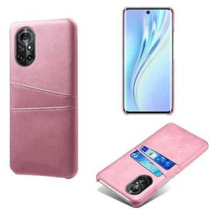 For Huawei nova 8 5G Calf Texture PC + PU Leather Back Cover Shockproof Case with Dual Card Slots(Pink)