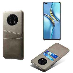 For Huawei nova 8i Calf Texture PC + PU Leather Back Cover Shockproof Case with Dual Card Slots(Grey)