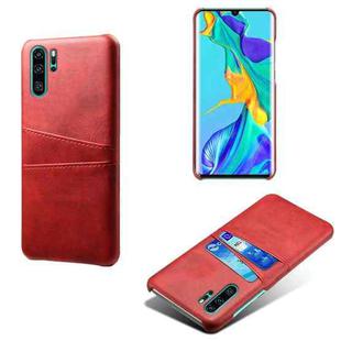 For Huawei P30 Pro Calf Texture PC + PU Leather Back Cover Shockproof Case with Dual Card Slots(Red)