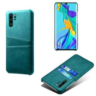 For Huawei P30 Pro Calf Texture PC + PU Leather Back Cover Shockproof Case with Dual Card Slots(Green)