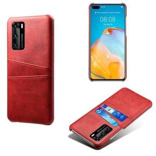 For Huawei P40 Calf Texture PC + PU Leather Back Cover Shockproof Case with Dual Card Slots(Red)