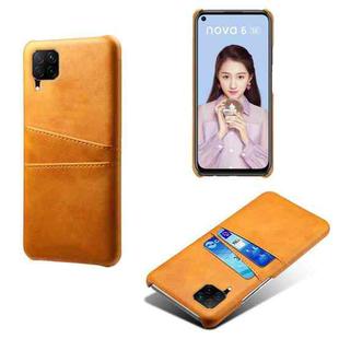 For Huawei P40 Lite Calf Texture PC + PU Leather Back Cover Shockproof Case with Dual Card Slots(Orange)