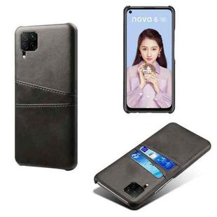For Huawei P40 Lite Calf Texture PC + PU Leather Back Cover Shockproof Case with Dual Card Slots(Black)