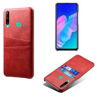 For Huawei P40 lite E Calf Texture PC + PU Leather Back Cover Shockproof Case with Dual Card Slots(Red)