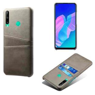 For Huawei P40 lite E Calf Texture PC + PU Leather Back Cover Shockproof Case with Dual Card Slots(Grey)