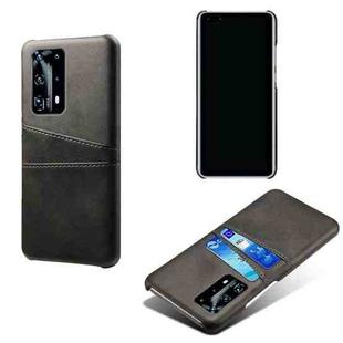 For Huawei P40 Pro+ Calf Texture PC + PU Leather Back Cover Shockproof Case with Dual Card Slots(Black)