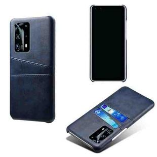 For Huawei P40 Pro+ Calf Texture PC + PU Leather Back Cover Shockproof Case with Dual Card Slots(Blue)