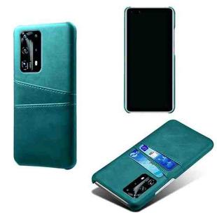 For Huawei P40 Pro+ Calf Texture PC + PU Leather Back Cover Shockproof Case with Dual Card Slots(Green)
