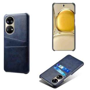 For Huawei P50 Calf Texture PC + PU Leather Back Cover Shockproof Case with Dual Card Slots(Blue)