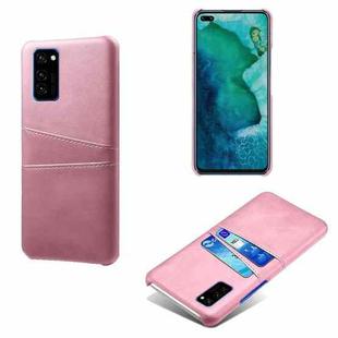 For Honor V30 Calf Texture PC + PU Leather Back Cover Shockproof Case with Dual Card Slots(Pink)