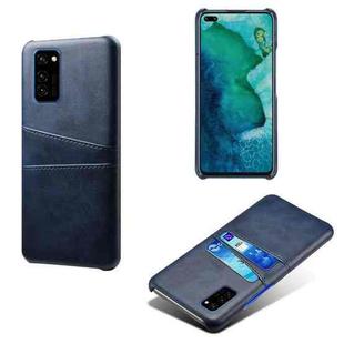 For Honor V30 Calf Texture PC + PU Leather Back Cover Shockproof Case with Dual Card Slots(Blue)