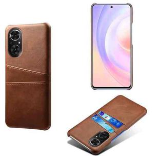 For Honor 50 SE Calf Texture PC + PU Leather Back Cover Shockproof Case with Dual Card Slots(Brown)