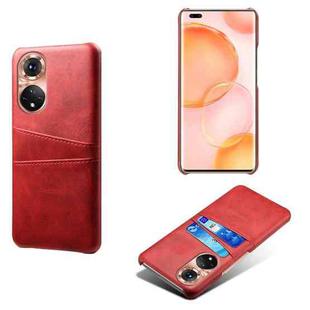For Honor 50 Pro Calf Texture PC + PU Leather Back Cover Shockproof Case with Dual Card Slots(Red)