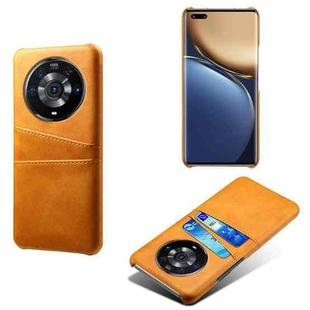 For Honor Magic3 Pro Calf Texture PC + PU Leather Back Cover Shockproof Case with Dual Card Slots(Orange)