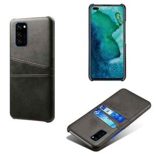 For Honor V30 Pro Calf Texture PC + PU Leather Back Cover Shockproof Case with Dual Card Slots(Black)