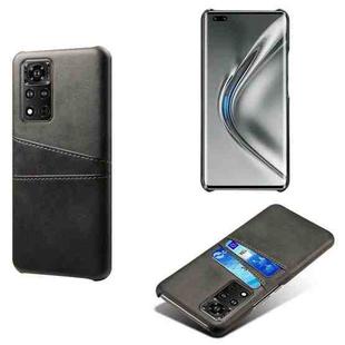 For Honor V40 5G Calf Texture PC + PU Leather Back Cover Shockproof Case with Dual Card Slots(Black)