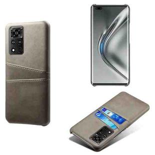 For Honor V40 5G Calf Texture PC + PU Leather Back Cover Shockproof Case with Dual Card Slots(Grey)