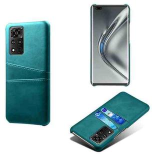 For Honor V40 5G Calf Texture PC + PU Leather Back Cover Shockproof Case with Dual Card Slots(Green)