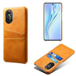For Honor V40 Lite Calf Texture PC + PU Leather Back Cover Shockproof Case with Dual Card Slots(Orange)