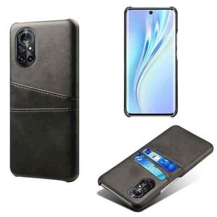 For Honor V40 Lite Calf Texture PC + PU Leather Back Cover Shockproof Case with Dual Card Slots(Black)