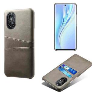 For Honor V40 Lite Calf Texture PC + PU Leather Back Cover Shockproof Case with Dual Card Slots(Grey)