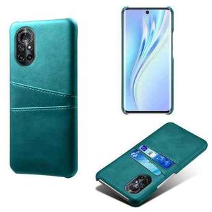 For Honor V40 Lite Calf Texture PC + PU Leather Back Cover Shockproof Case with Dual Card Slots(Green)
