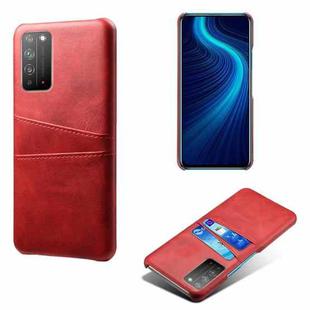For Honor X10 5G Calf Texture PC + PU Leather Back Cover Shockproof Case with Dual Card Slots(Red)