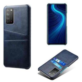 For Honor X10 5G Calf Texture PC + PU Leather Back Cover Shockproof Case with Dual Card Slots(Blue)
