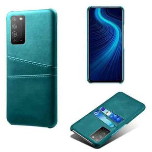 For Honor X10 5G Calf Texture PC + PU Leather Back Cover Shockproof Case with Dual Card Slots(Green)