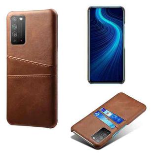 For Honor X10 5G Calf Texture PC + PU Leather Back Cover Shockproof Case with Dual Card Slots(Brown)