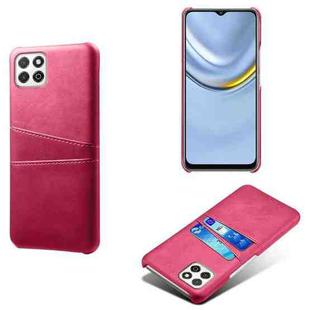 For Honor Play 20 Calf Texture PC + PU Leather Back Cover Shockproof Case with Dual Card Slots(Rose Red)