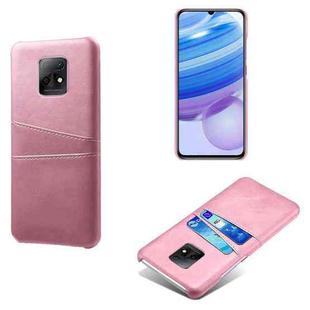 For Xiaomi Redmi 10X 5G Calf Texture PC + PU Leather Back Cover Shockproof Case with Dual Card Slots(Pink)