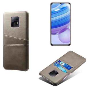 For Xiaomi Redmi 10X 5G Calf Texture PC + PU Leather Back Cover Shockproof Case with Dual Card Slots(Grey)