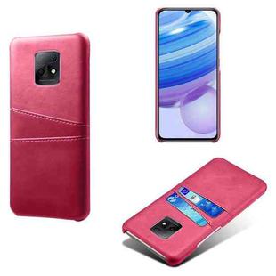 For Xiaomi Redmi 10X 5G Calf Texture PC + PU Leather Back Cover Shockproof Case with Dual Card Slots(Rose Red)