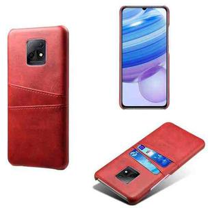 For Xiaomi Redmi 10X Pro 5G Calf Texture PC + PU Leather Back Cover Shockproof Case with Dual Card Slots(Red)