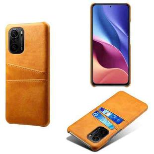 For Xiaomi Redmi K40 Calf Texture PC + PU Leather Back Cover Shockproof Case with Dual Card Slots(Orange)