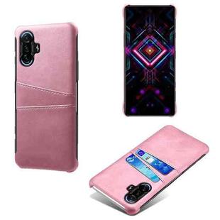 For Xiaomi Redmi K40 Gaming Calf Texture PC + PU Leather Back Cover Shockproof Case with Dual Card Slots(Pink)
