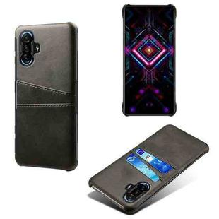 For Xiaomi Redmi K40 Gaming Calf Texture PC + PU Leather Back Cover Shockproof Case with Dual Card Slots(Black)