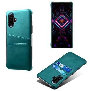 For Xiaomi Redmi K40 Gaming Calf Texture PC + PU Leather Back Cover Shockproof Case with Dual Card Slots(Green)