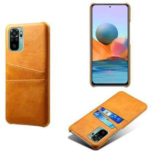 For Xiaomi Redmi Note 10 4G Calf Texture PC + PU Leather Back Cover Shockproof Case with Dual Card Slots(Orange)
