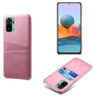 For Xiaomi Redmi Note 10 4G Calf Texture PC + PU Leather Back Cover Shockproof Case with Dual Card Slots(Pink)