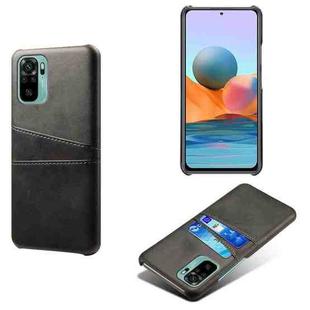 For Xiaomi Redmi Note 10 4G Calf Texture PC + PU Leather Back Cover Shockproof Case with Dual Card Slots(Black)